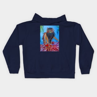 Hula Hips in a Red Skirt Kids Hoodie